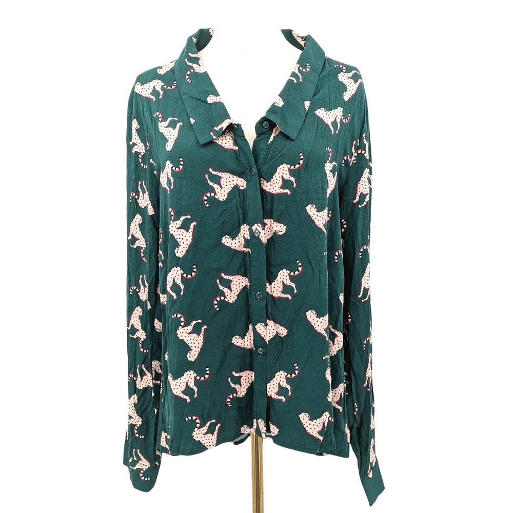 Compañía Fantástica Leopard‎ Print Blouse Whimsical Art Shirt Large